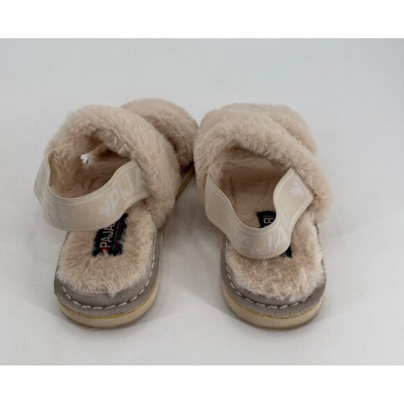 Pajar Fuzzy Slingback Womens Slippers Mara In Cream Size 37 6 6.5 - Picture 2 of 11